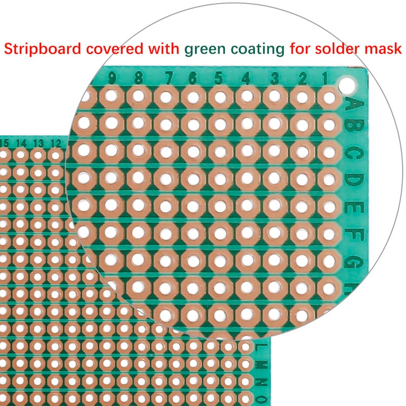 GENNEL 10-Pieces 70mm x 90mm Copper Strip PCB Board, 884 Holes Perfboard, Universal Stripboard Printed Circuit Board for Soldering Prototyping Testing Repair DIY - Image 3